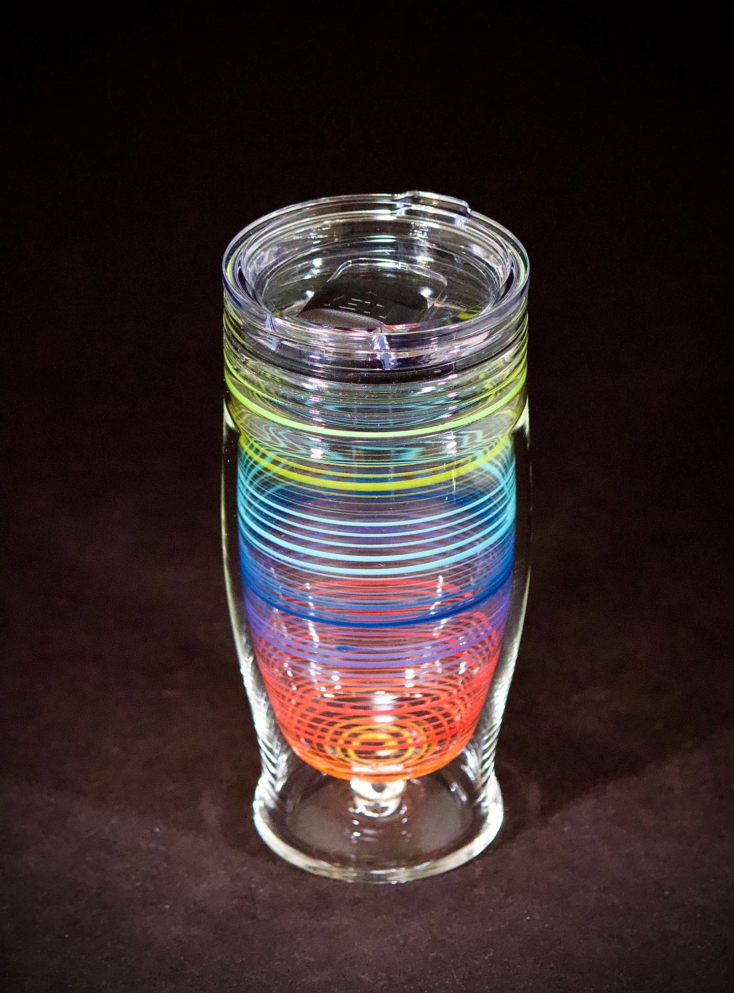 Candy stripe insulator w/lid 18 ounce