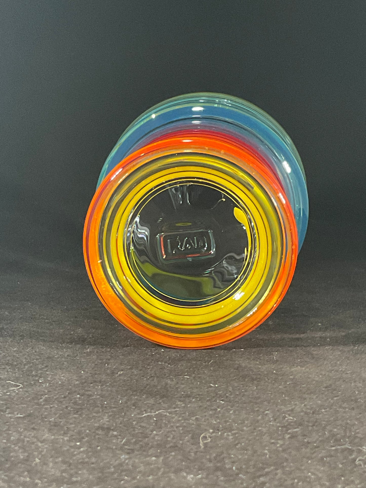 Candy stripe Saturn ring pint glass w/lid