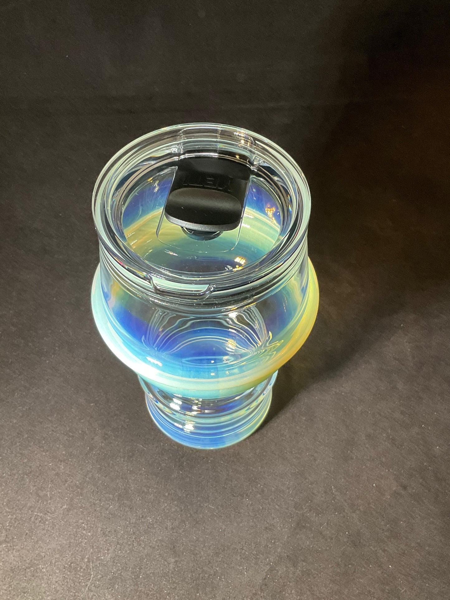 American IPA glass silver blue with lid