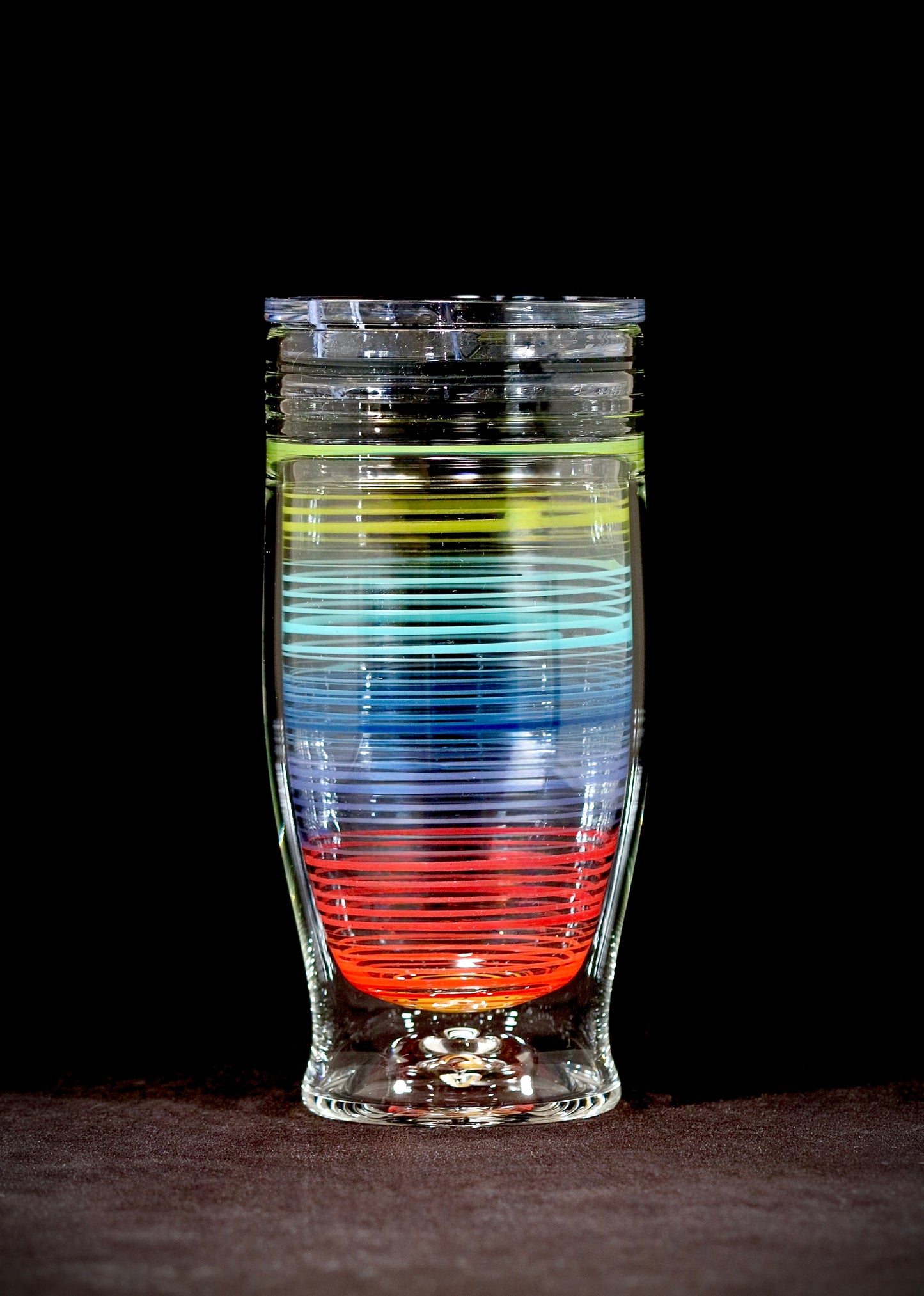 Candy stripe insulator w/lid 18 ounce